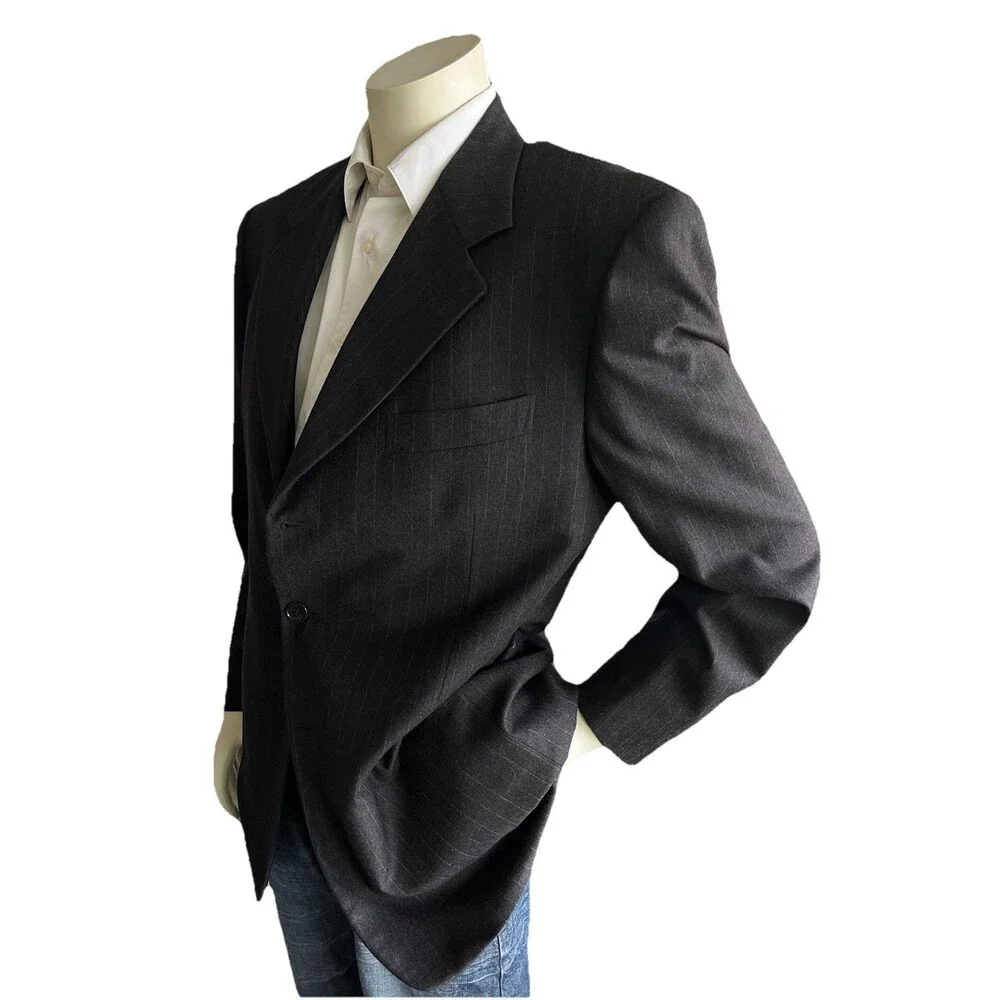 PAL ZILERI Guabello Men 42-44R Blazer Designer Wool Pinstripe Suit Jacket Italy
